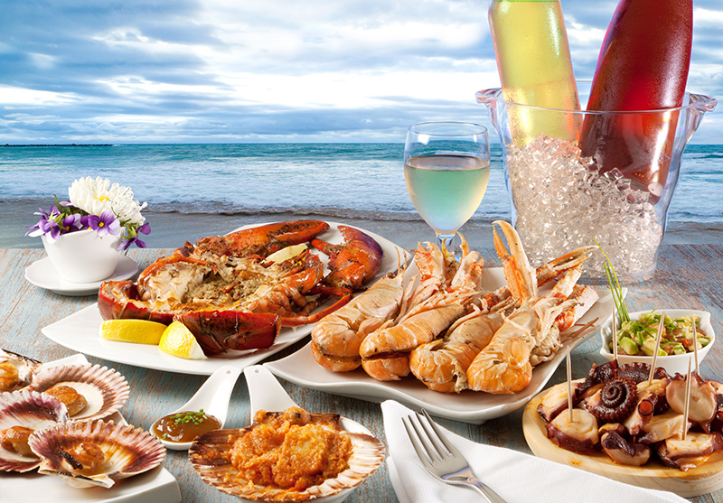 seafood on the beach